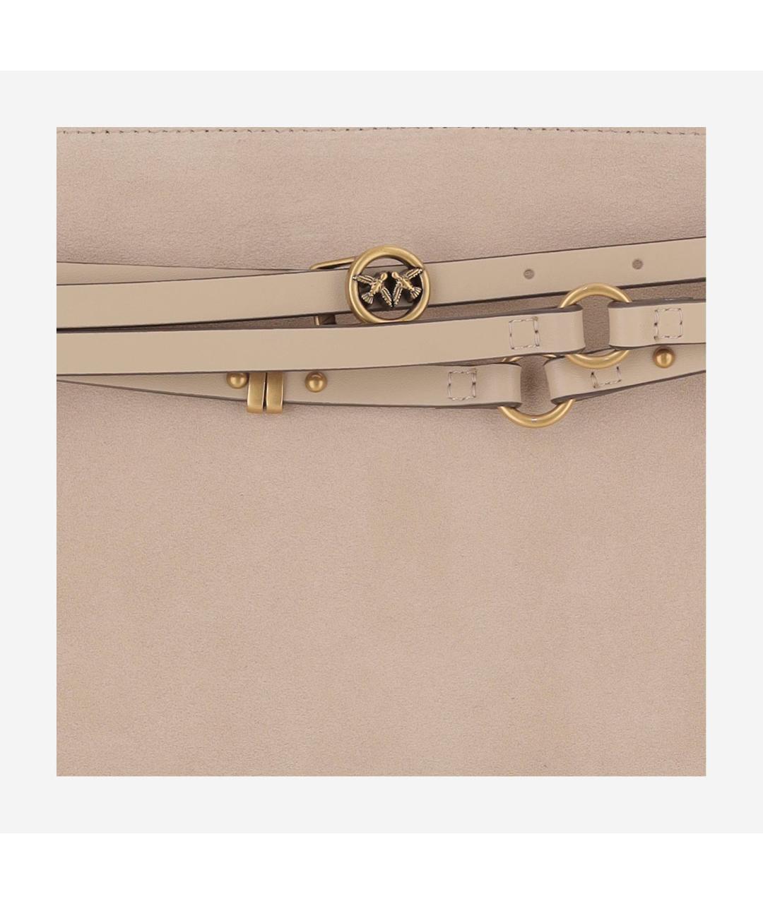 PINKO Бежевая замшевая сумка через плечо, фото 4