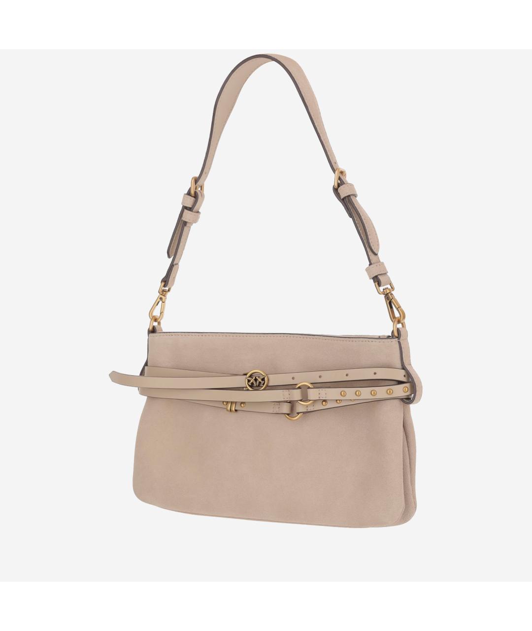 PINKO Бежевая замшевая сумка через плечо, фото 2