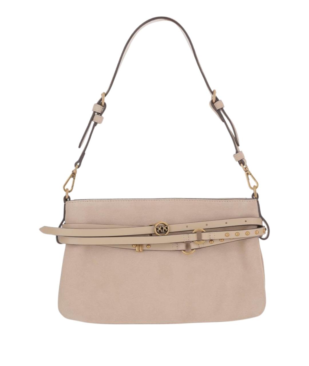 PINKO Бежевая замшевая сумка через плечо, фото 1