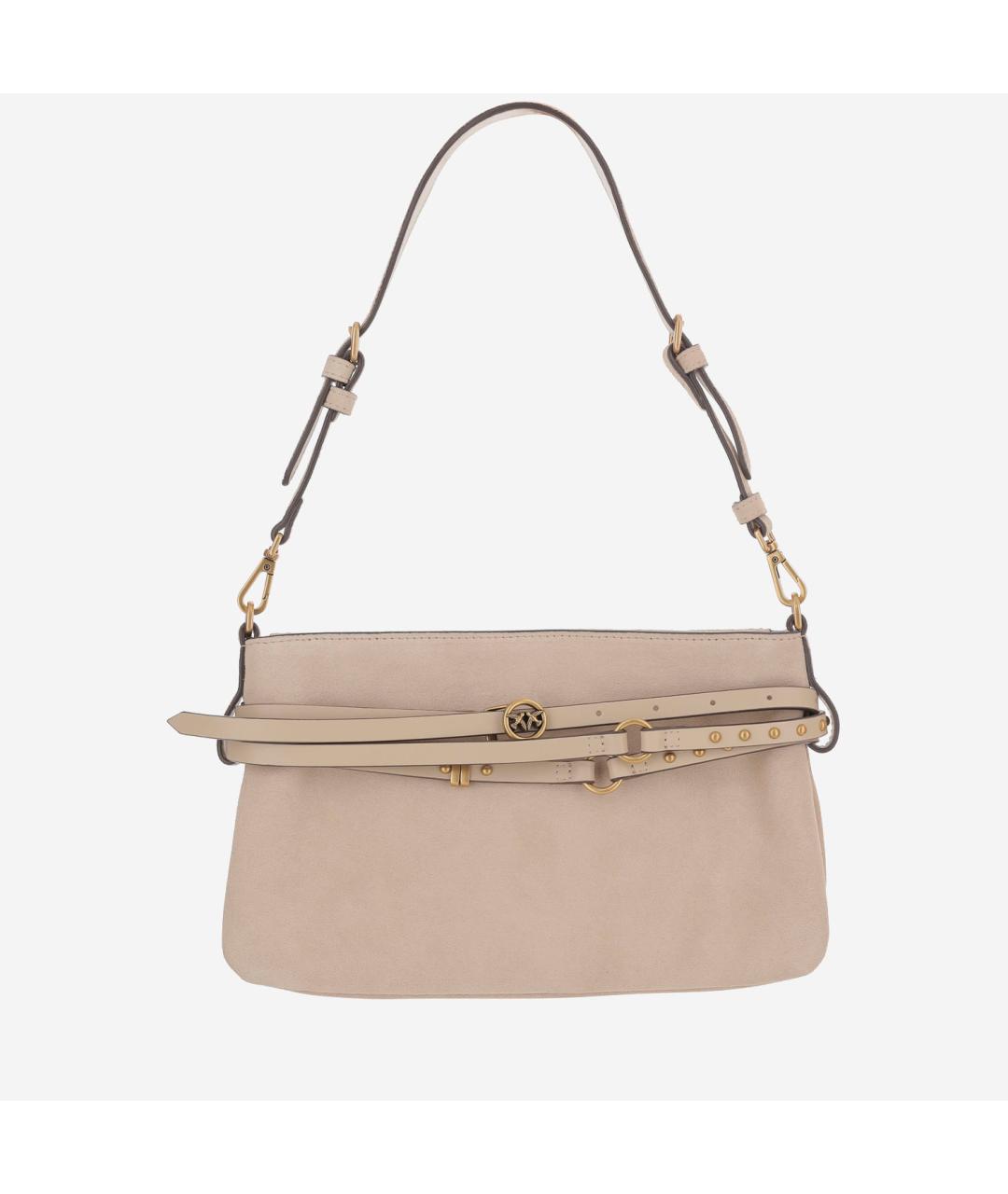 PINKO Бежевая замшевая сумка через плечо, фото 5