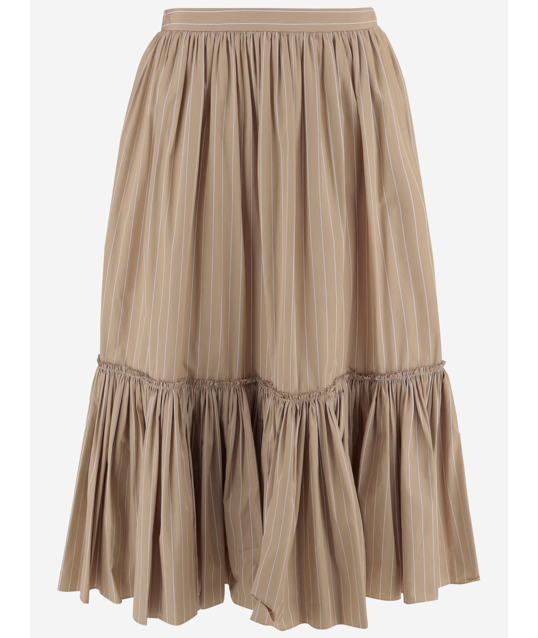 JIL SANDER Бежевая хлопковая юбка миди, фото 4