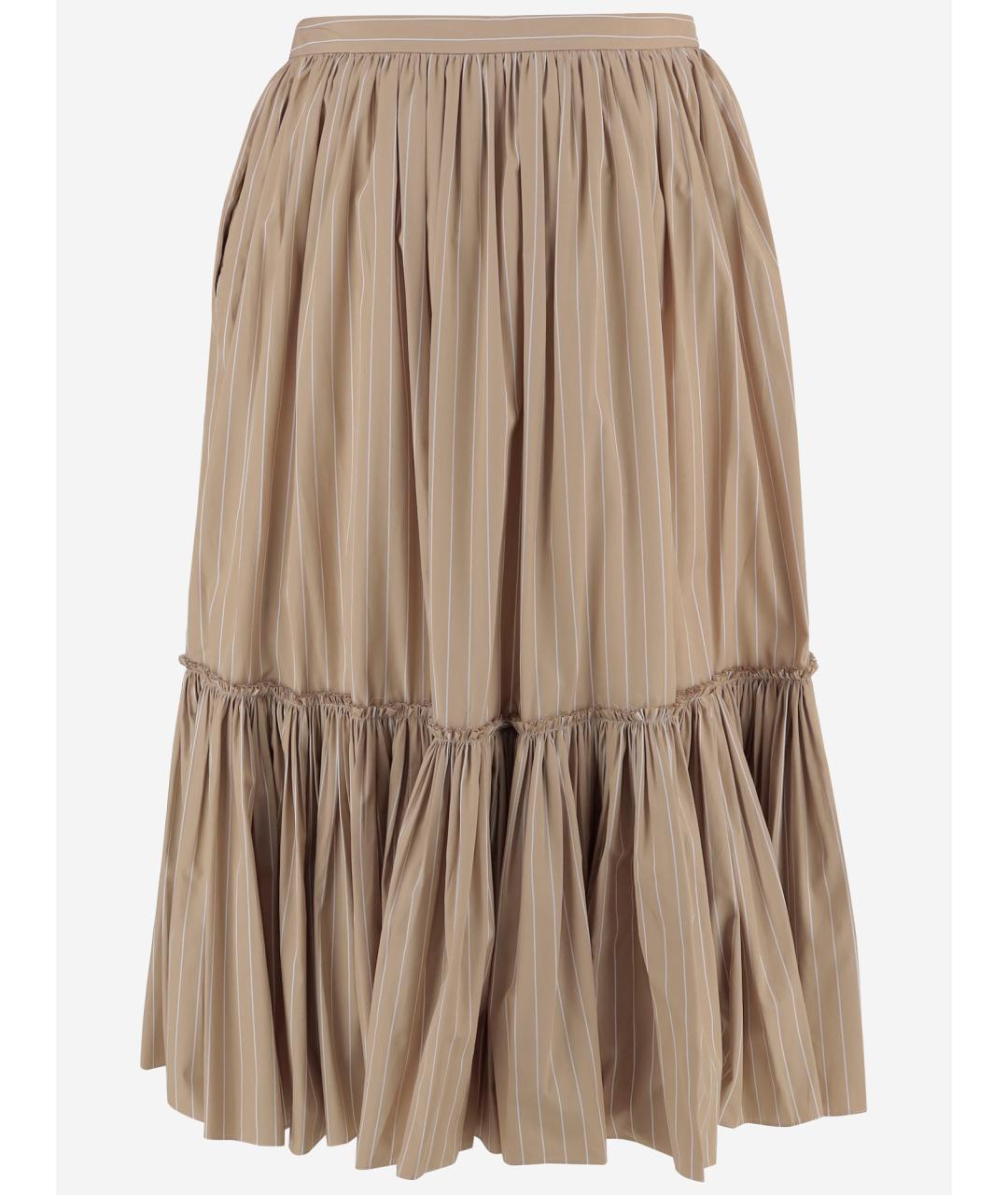 JIL SANDER Бежевая хлопковая юбка миди, фото 2
