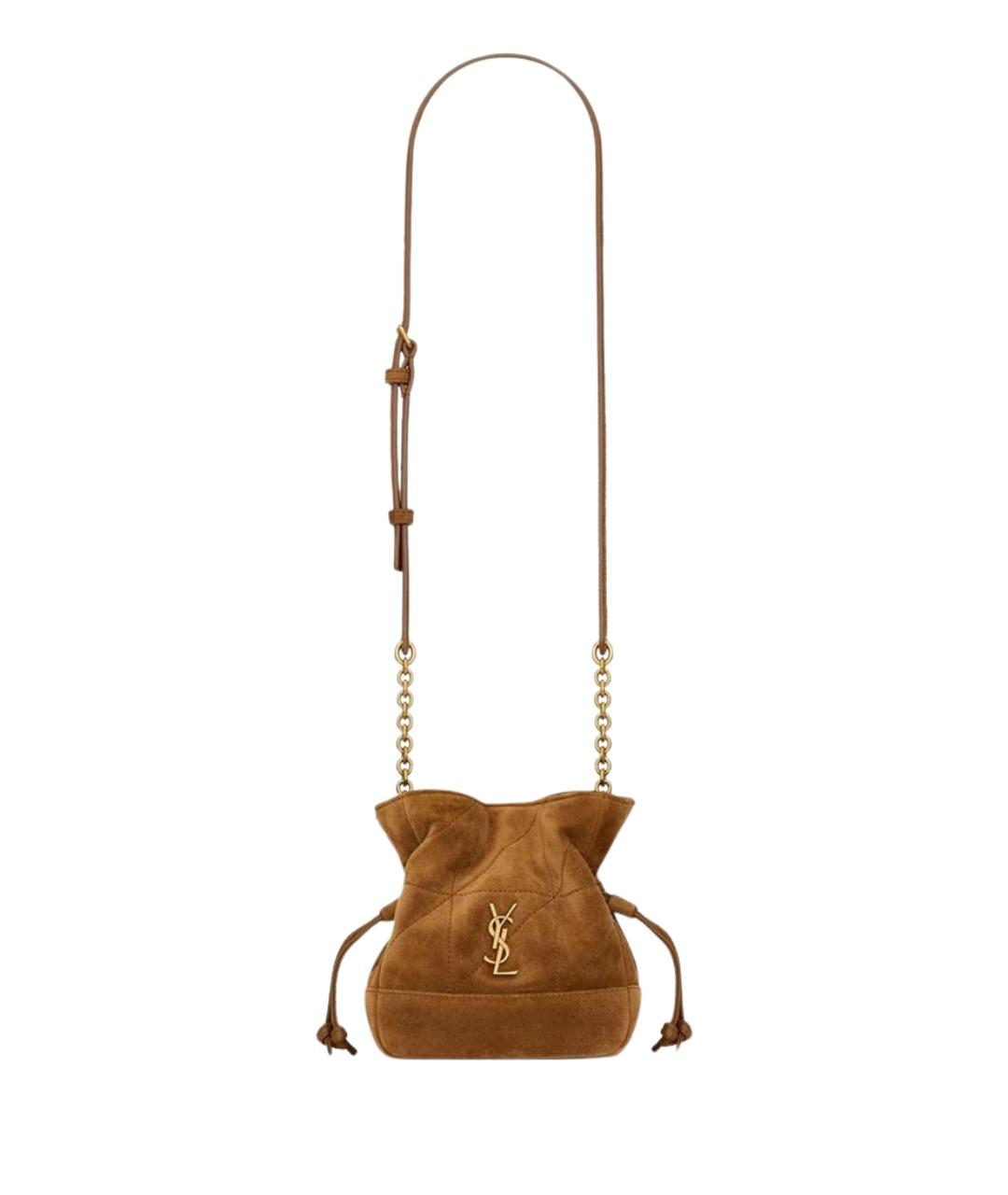 SAINT LAURENT Коричневая замшевая сумка через плечо, фото 1