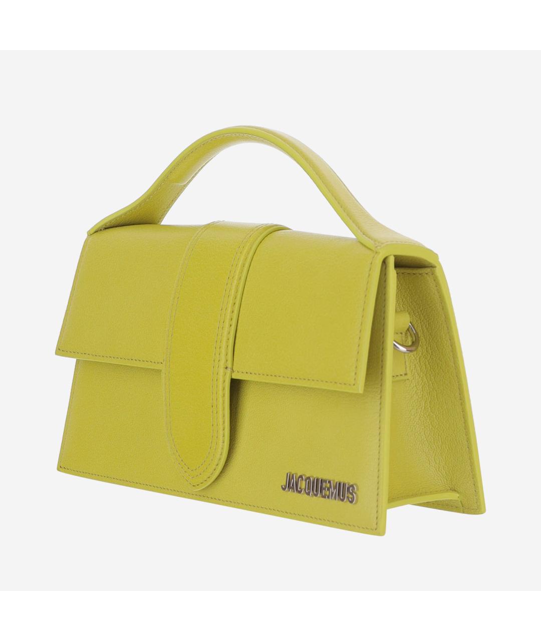 JACQUEMUS Зеленая кожаная сумка с короткими ручками, фото 2