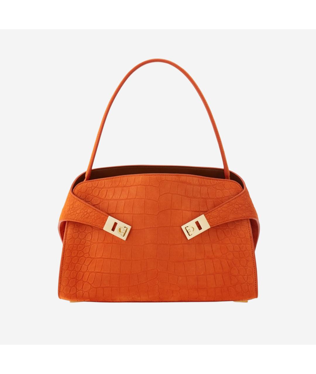 FERRAGAMO Оранжевая замшевая сумка тоут, фото 5