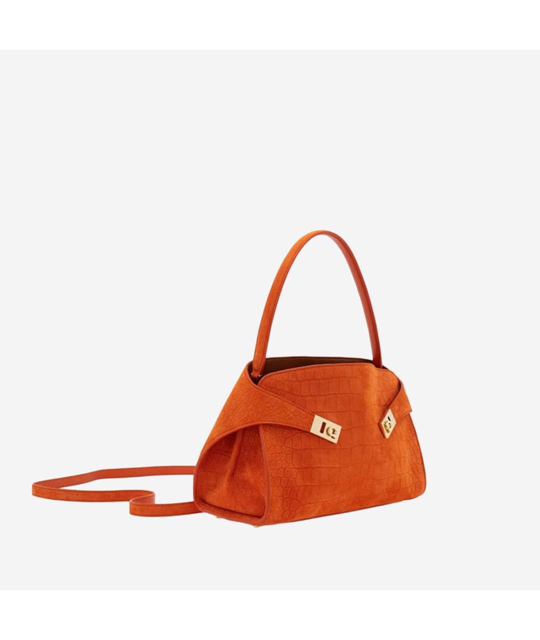 FERRAGAMO Оранжевая замшевая сумка тоут, фото 3