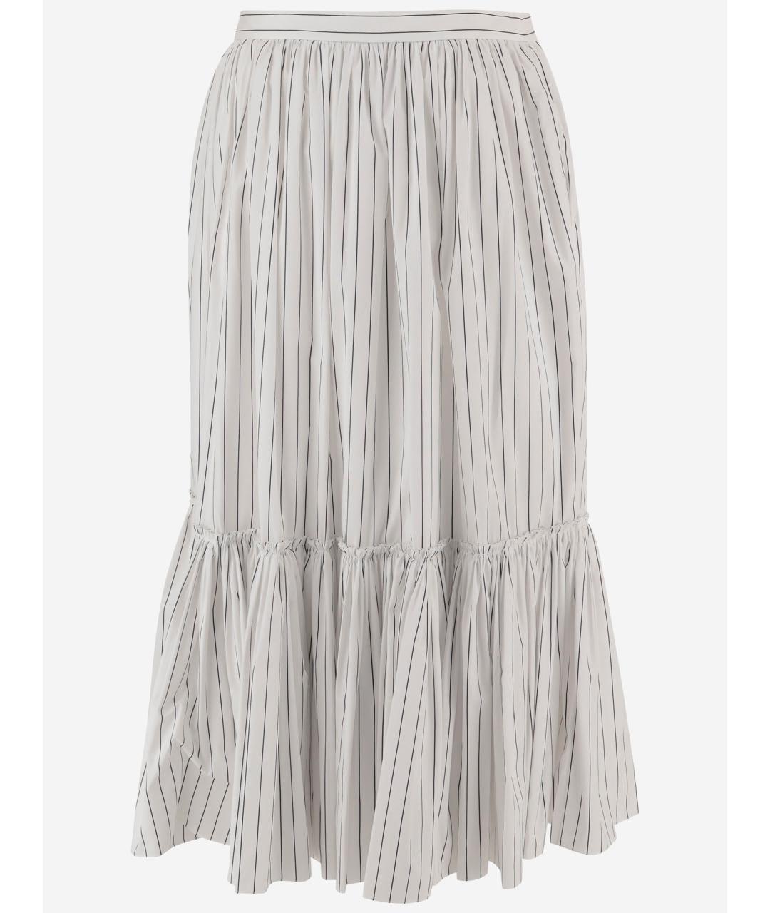 JIL SANDER Белая хлопковая юбка миди, фото 2