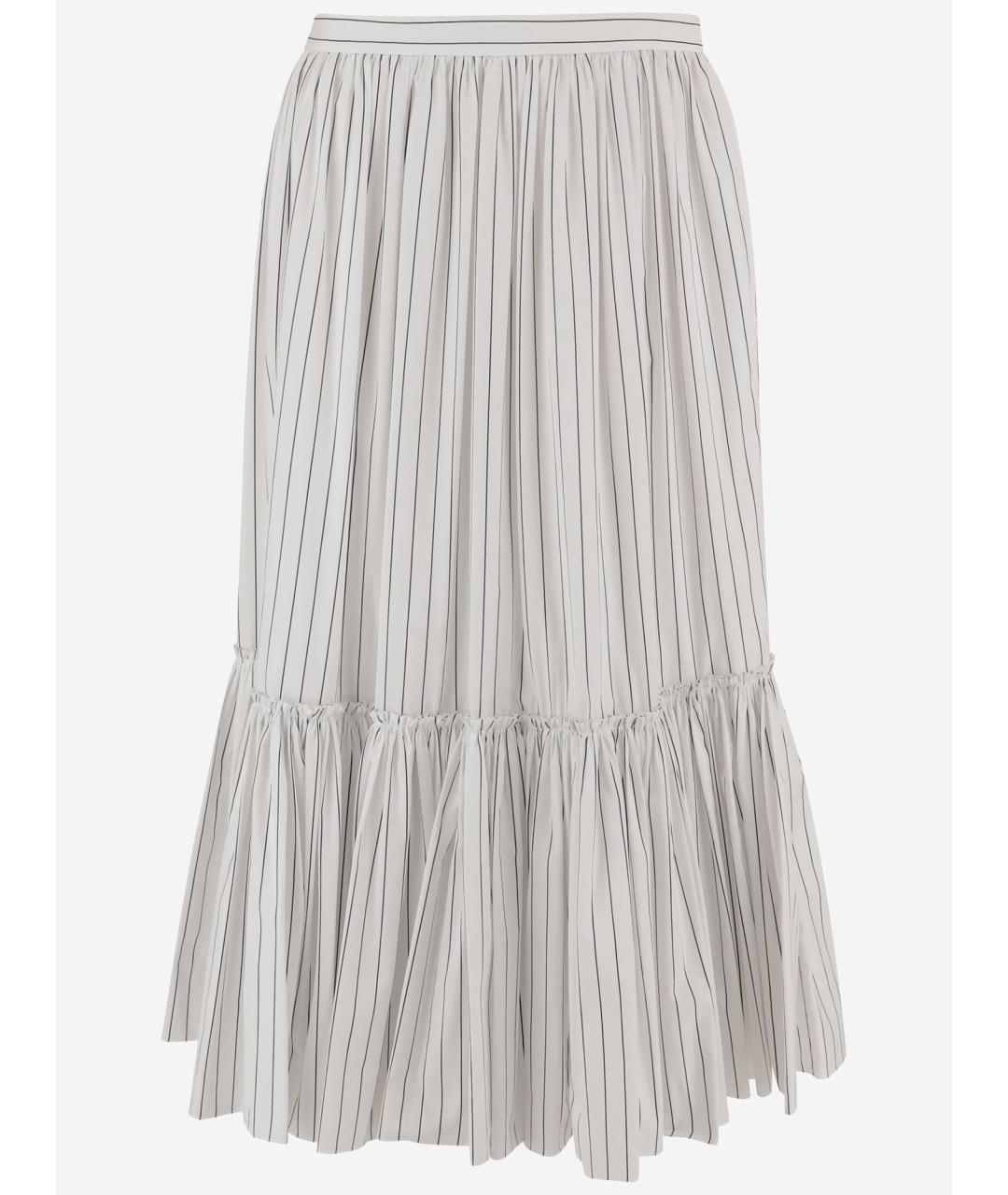 JIL SANDER Белая хлопковая юбка миди, фото 4