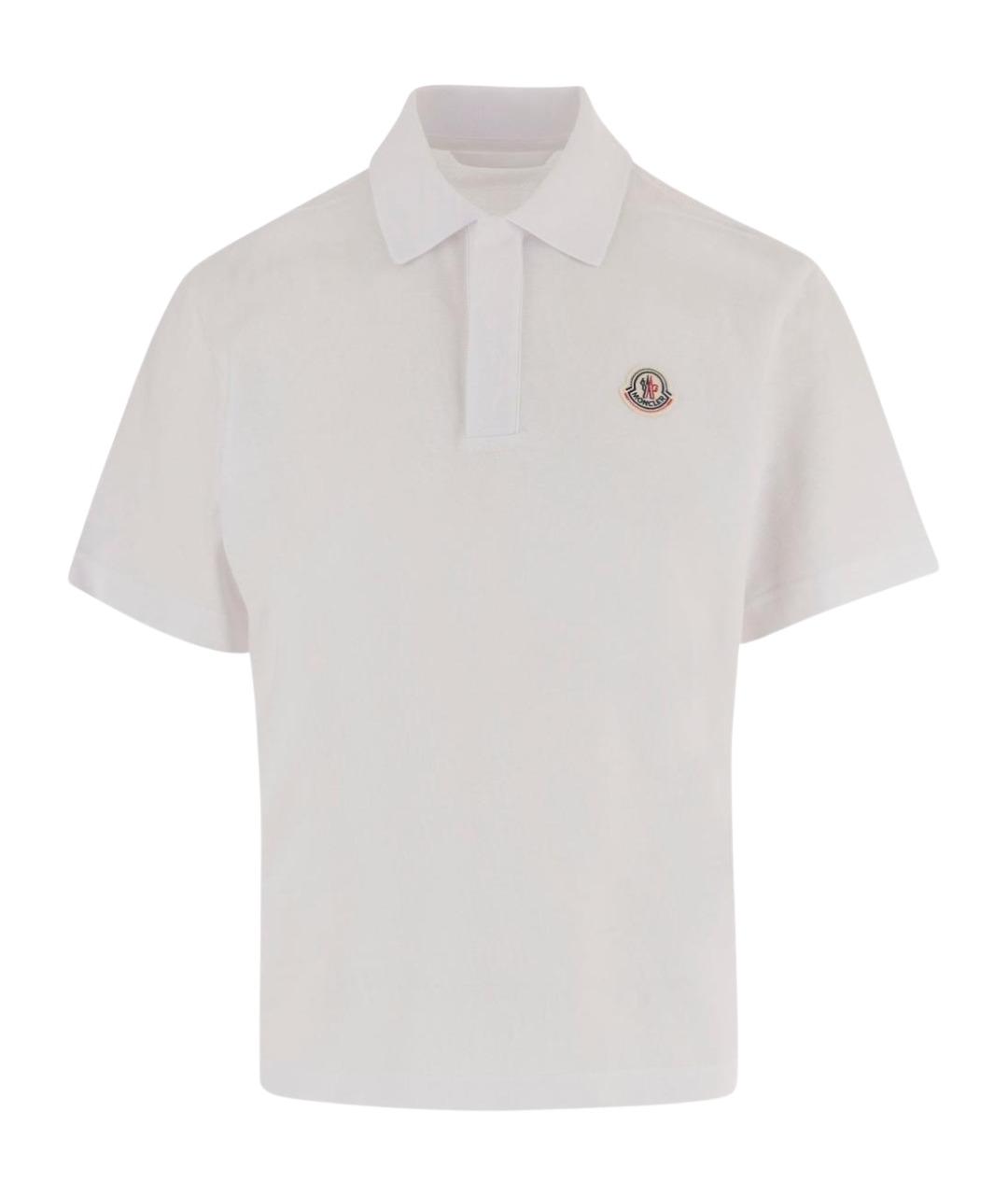 MONCLER Белое хлопковое поло с коротким рукавом, фото 1