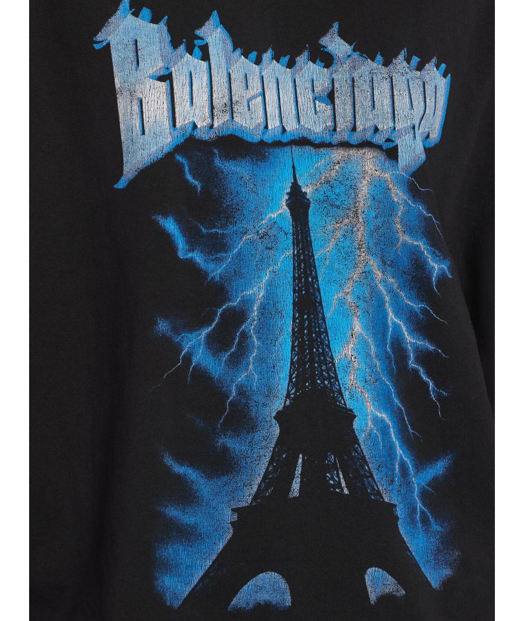 BALENCIAGA Черная хлопковая футболка, фото 3