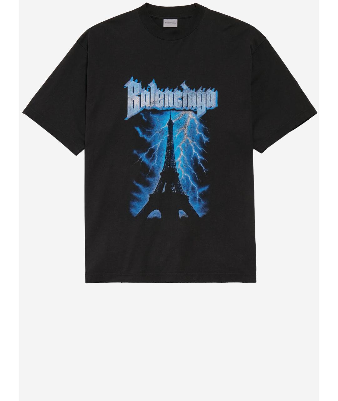 BALENCIAGA Черная хлопковая футболка, фото 4