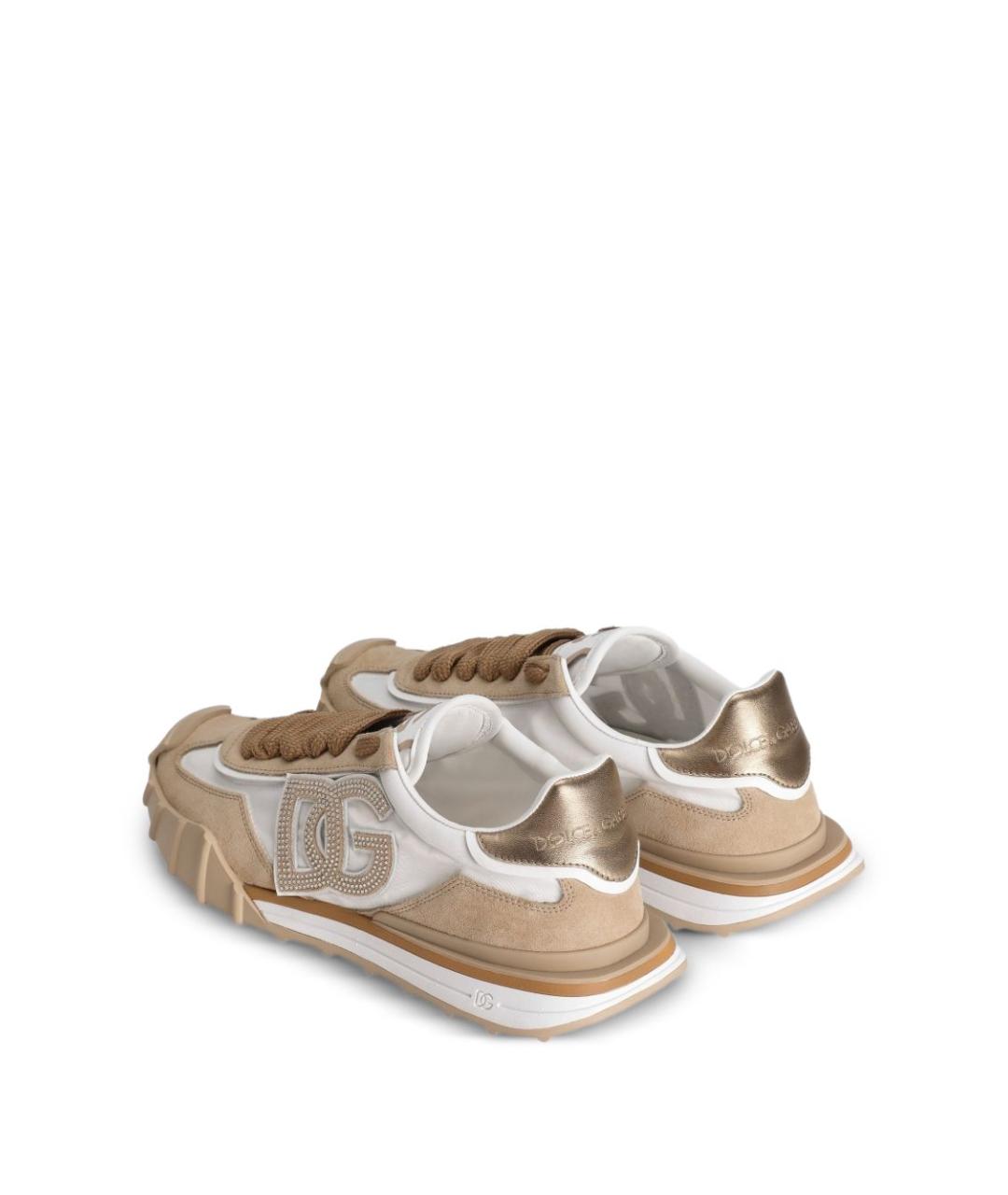 DOLCE&GABBANA Бежевые кожаные кроссовки, фото 2