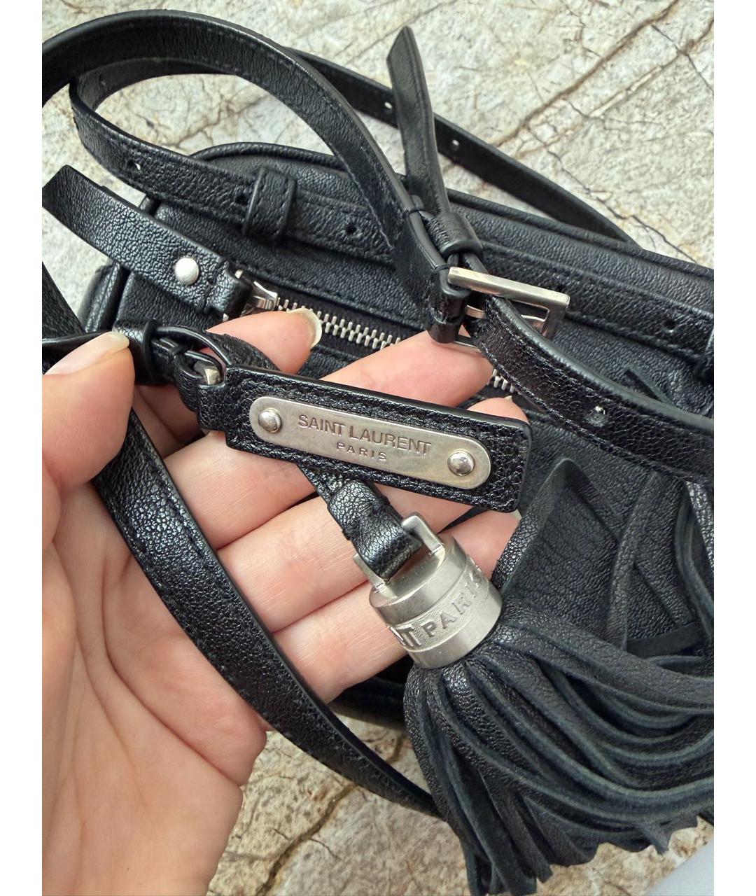 SAINT LAURENT Черная кожаная сумка через плечо, фото 8
