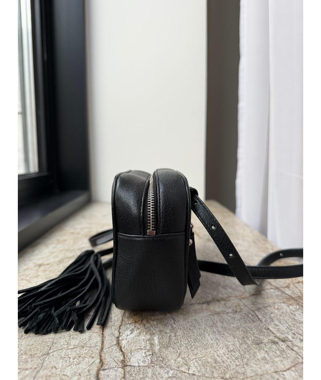 SAINT LAURENT Черная кожаная сумка через плечо, фото 6