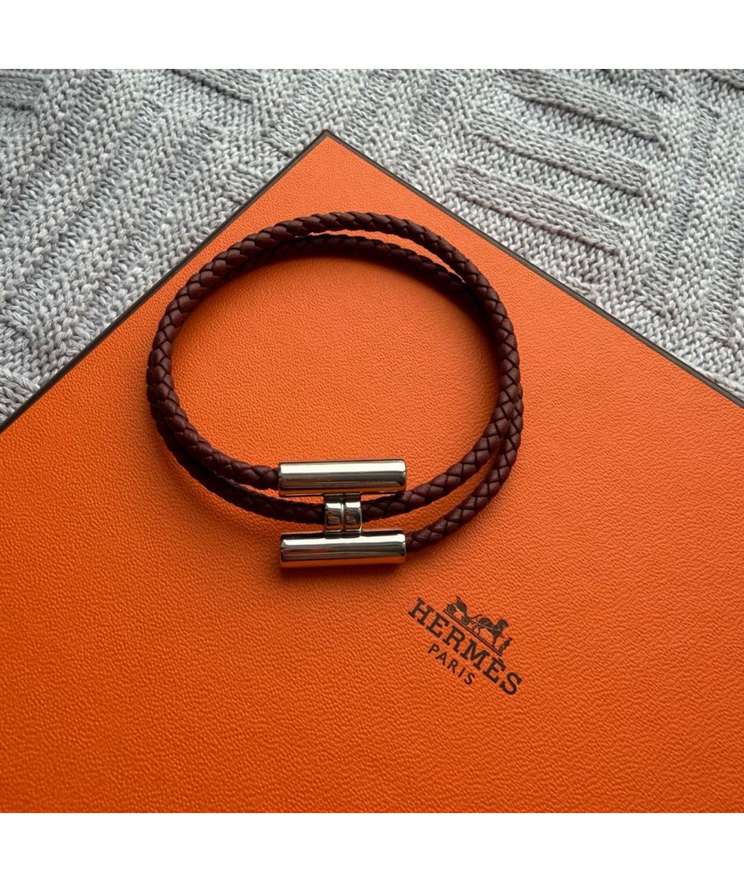 HERMES Коричневый кожаный браслет, фото 2