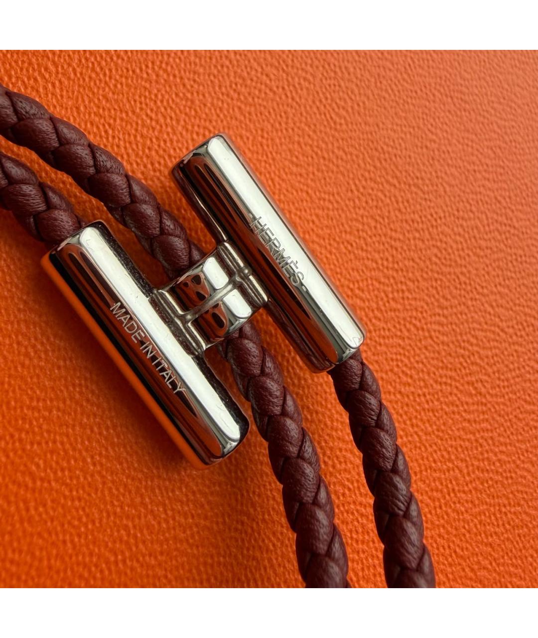 HERMES Коричневый кожаный браслет, фото 3