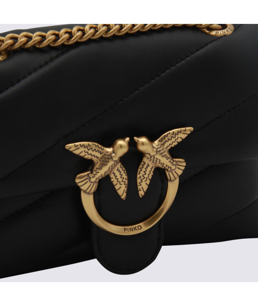 PINKO Черная кожаная сумка через плечо, фото 4