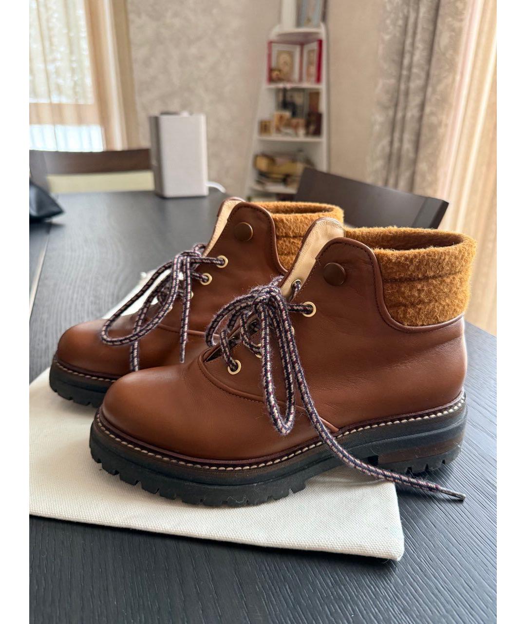 MAX MARA Коричневые кожаные ботинки, фото 7