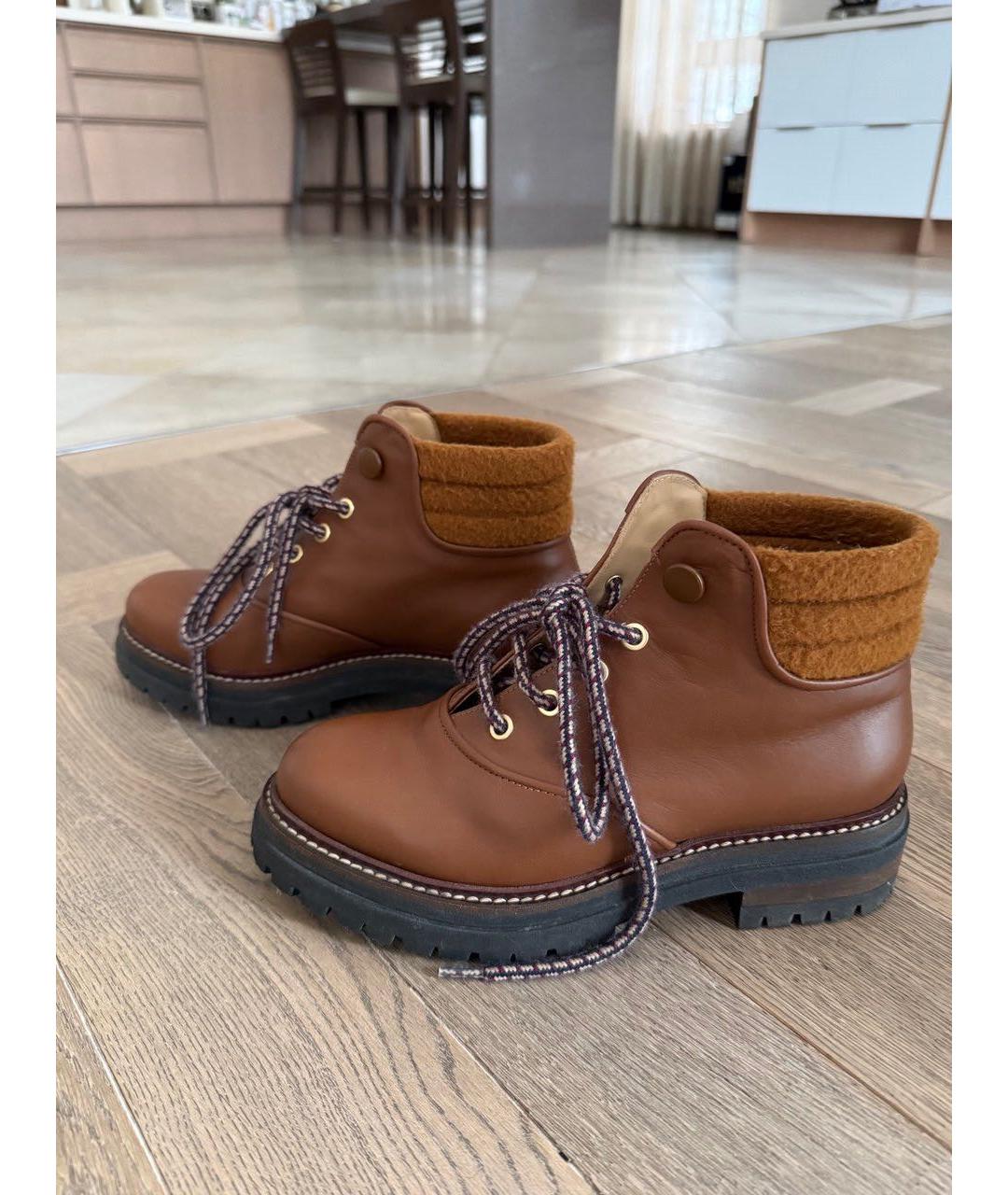 MAX MARA Коричневые кожаные ботинки, фото 5