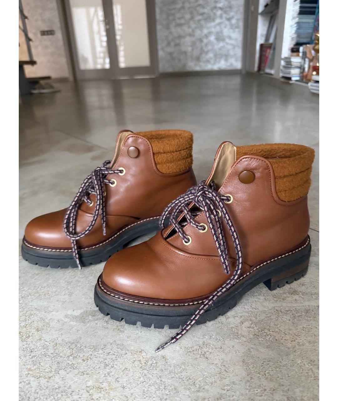 MAX MARA Коричневые кожаные ботинки, фото 6