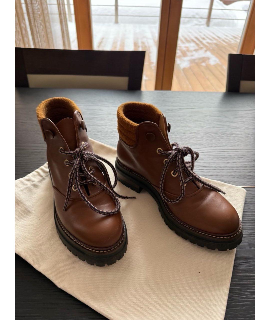 MAX MARA Коричневые кожаные ботинки, фото 2