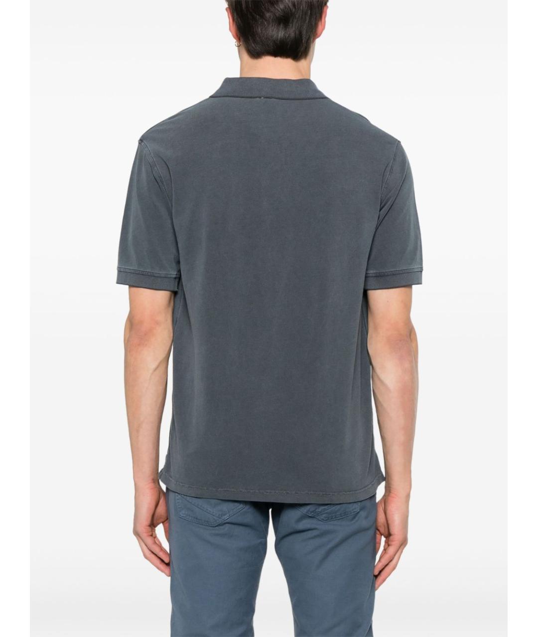HERNO Синее хлопковое поло с коротким рукавом, фото 3