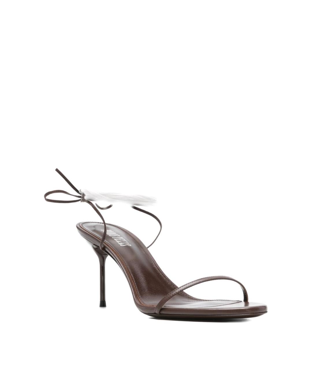 PARIS TEXAS Коричневые кожаные босоножки, фото 4