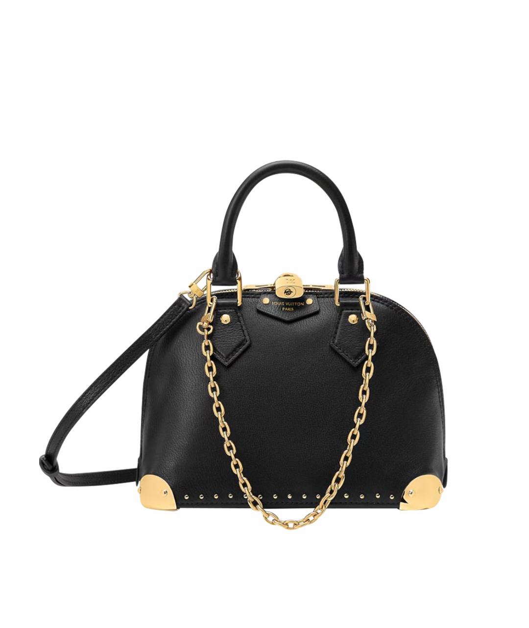 LOUIS VUITTON Черная кожаная сумка с короткими ручками, фото 1