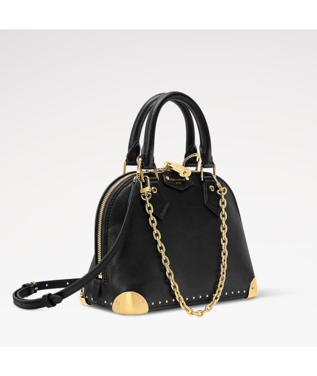 LOUIS VUITTON Черная кожаная сумка с короткими ручками, фото 2