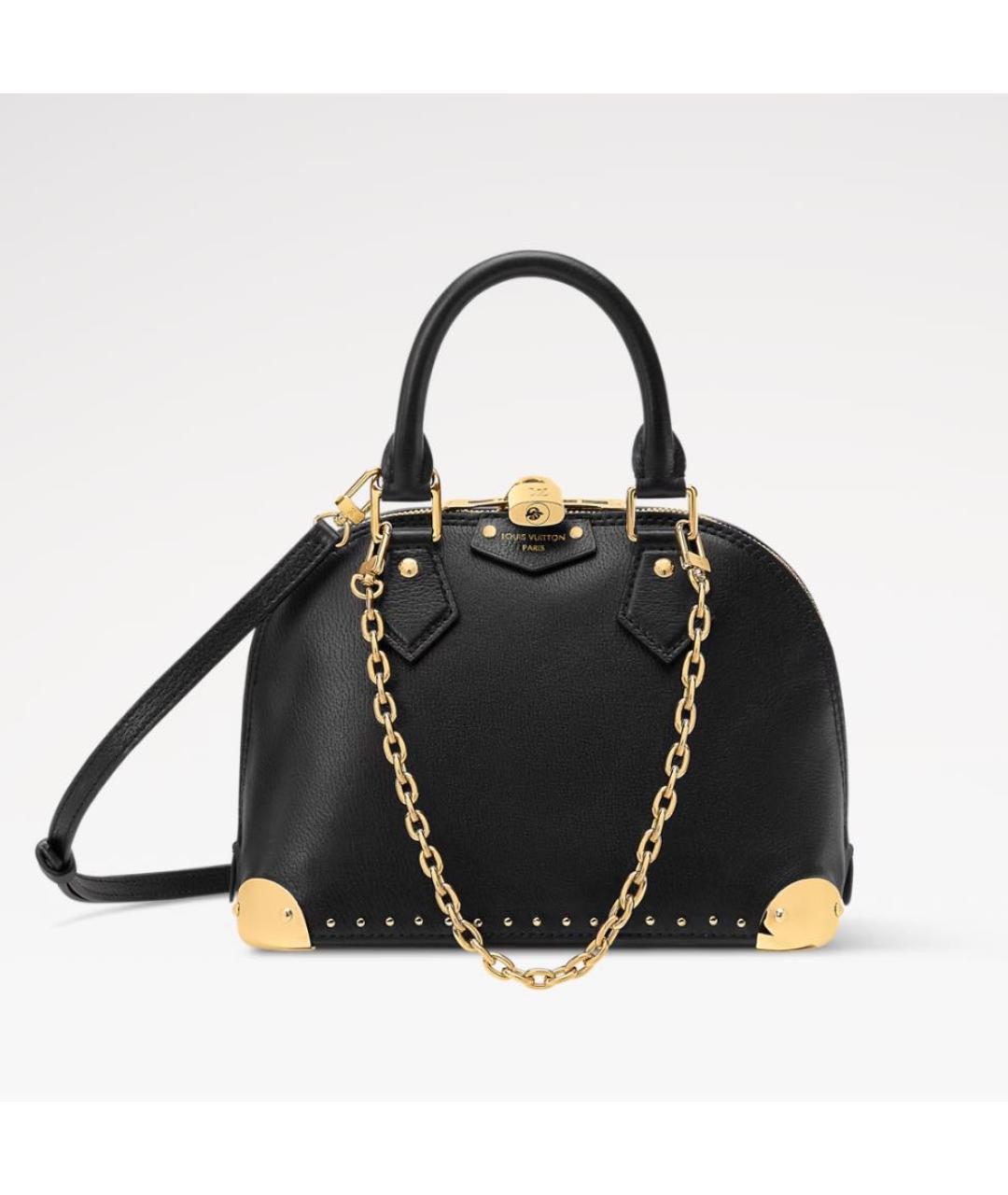 LOUIS VUITTON Черная кожаная сумка с короткими ручками, фото 5