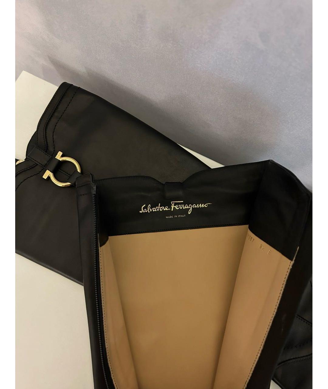 FERRAGAMO Черные кожаные сапоги, фото 5