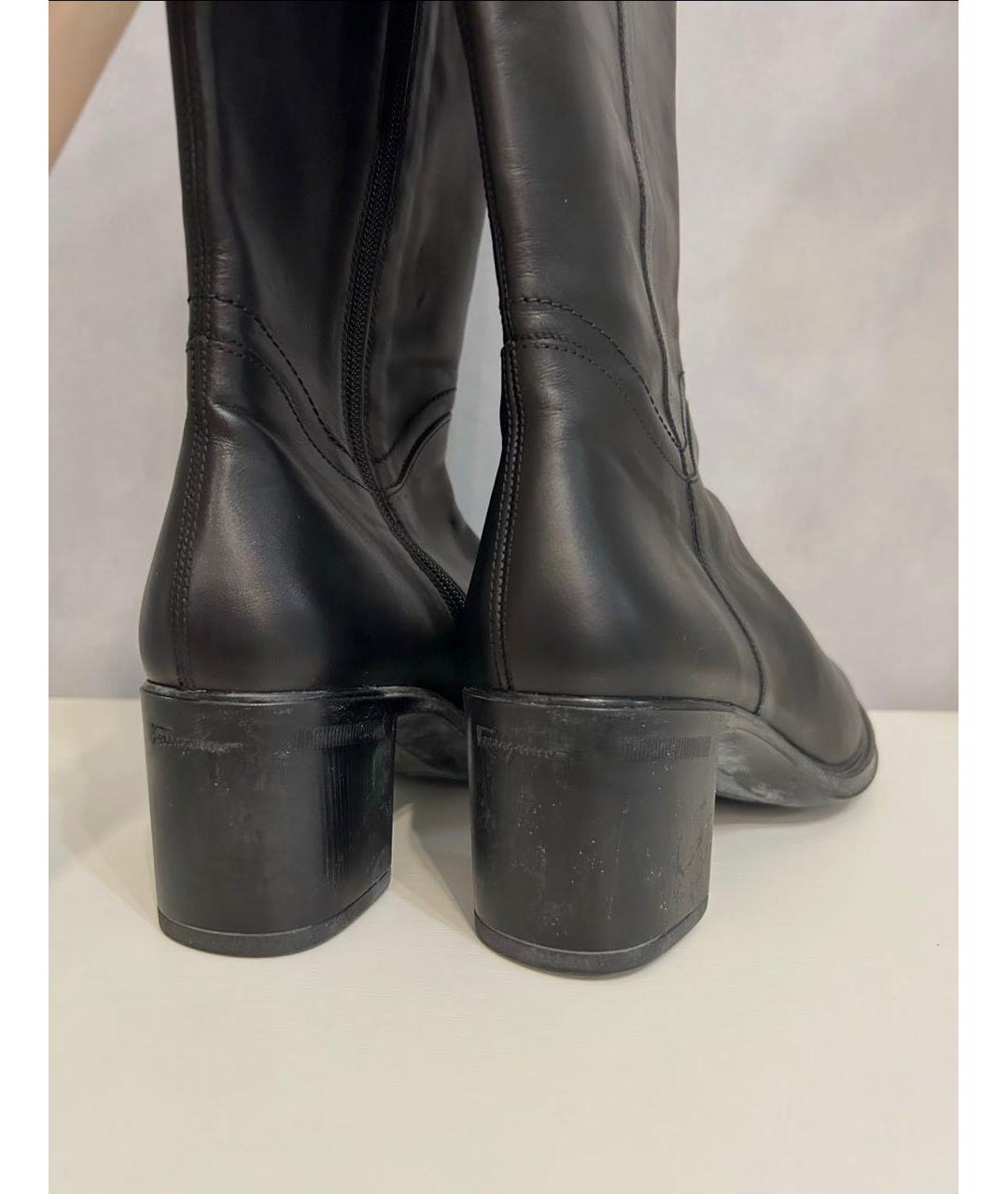 FERRAGAMO Черные кожаные сапоги, фото 4