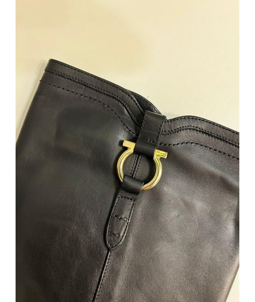 FERRAGAMO Черные кожаные сапоги, фото 6