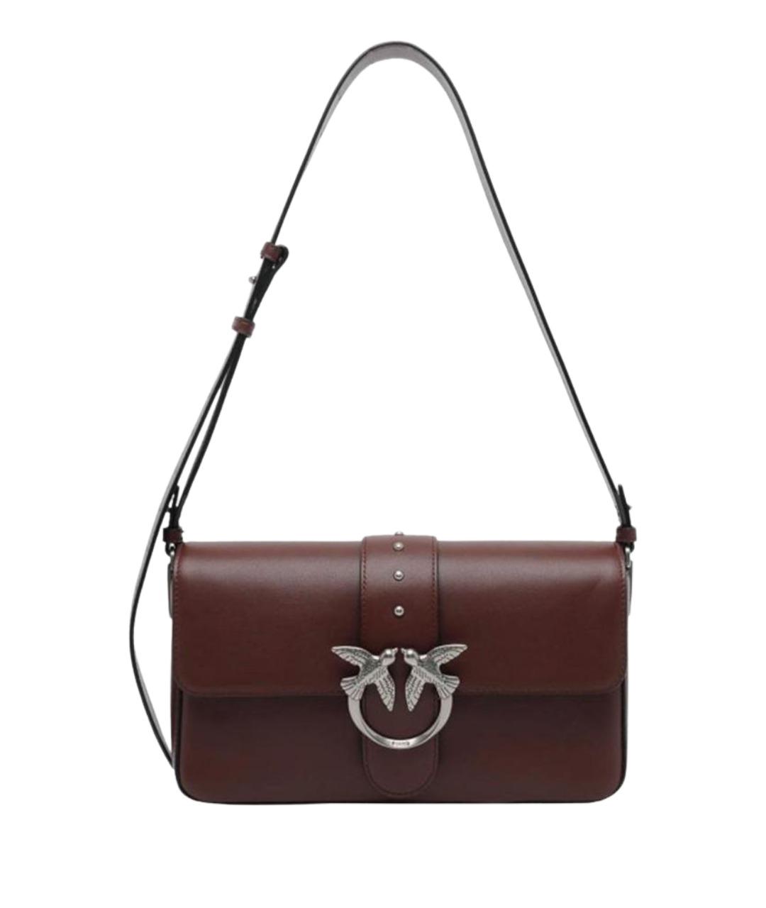 PINKO Бордовая кожаная сумка через плечо, фото 1