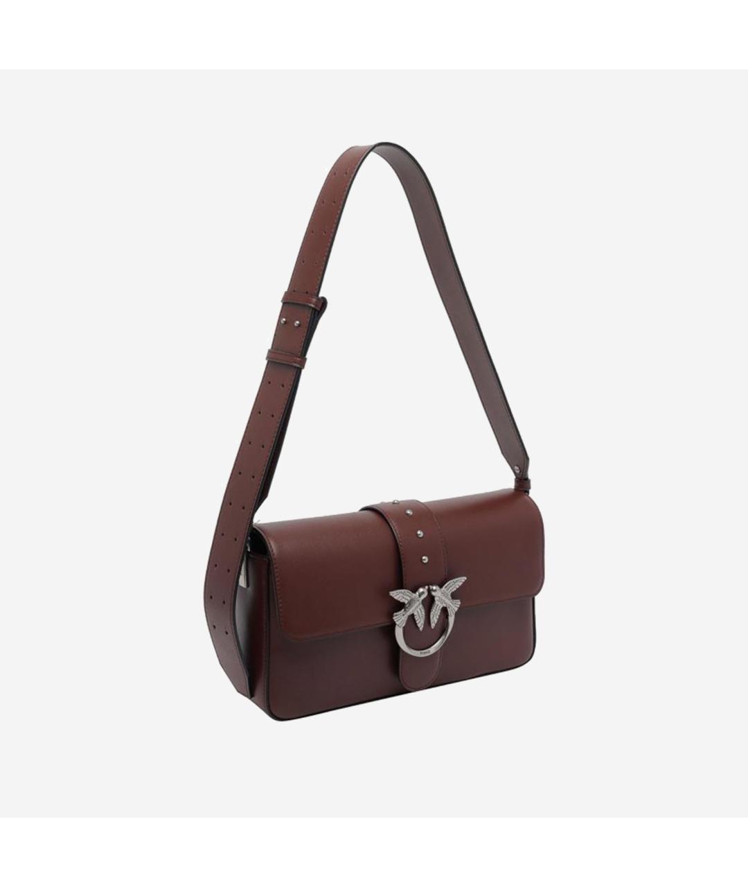 PINKO Бордовая кожаная сумка через плечо, фото 2