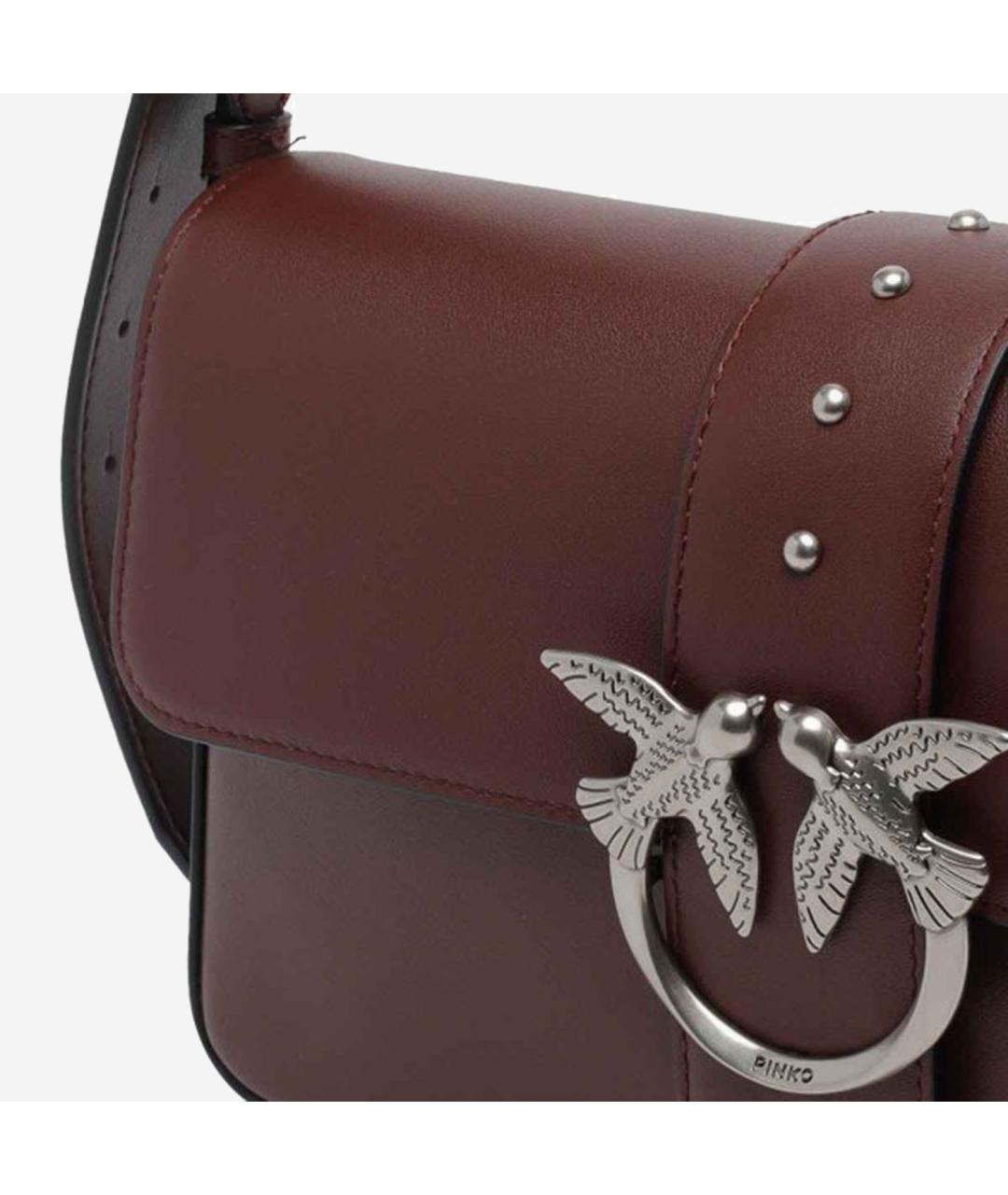 PINKO Бордовая кожаная сумка через плечо, фото 4