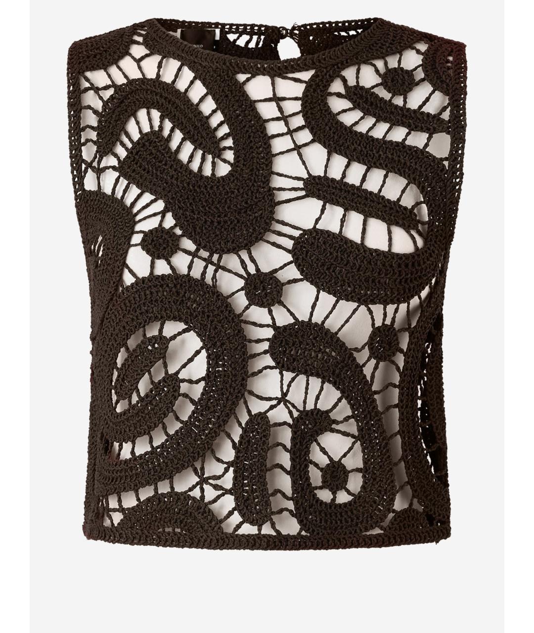 PINKO Коричневая полиамидовая майка, фото 4