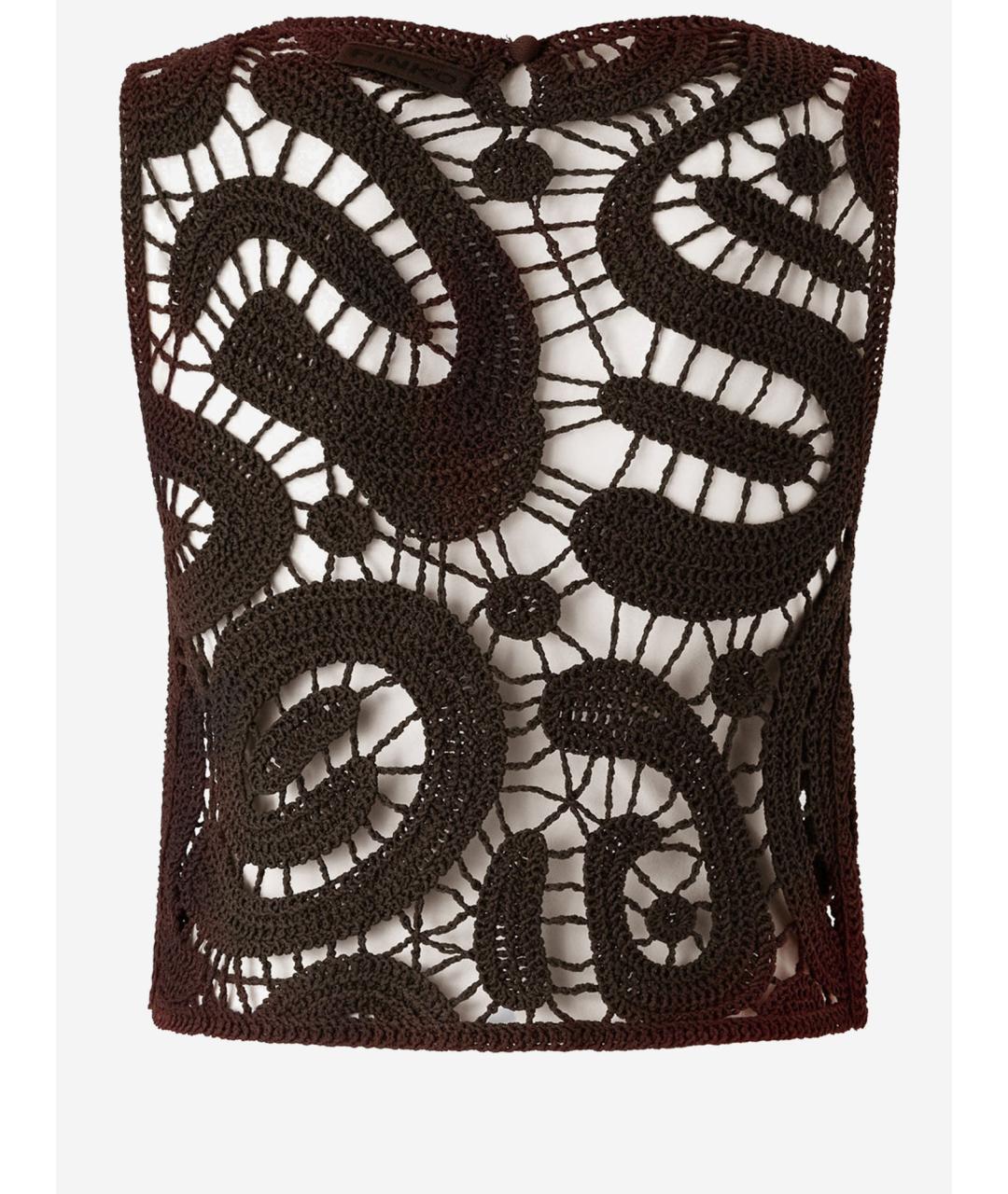 PINKO Коричневая полиамидовая майка, фото 2