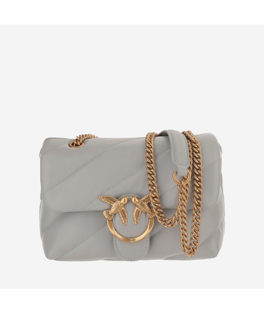 PINKO Серая кожаная сумка через плечо, фото 5