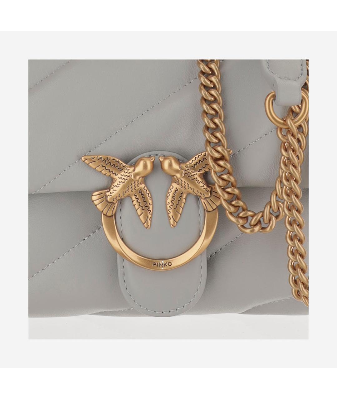 PINKO Серая кожаная сумка через плечо, фото 4