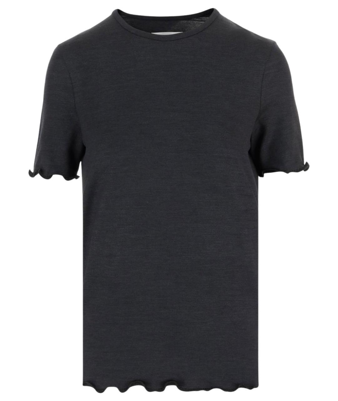 JIL SANDER Черная шелковая футболка, фото 1