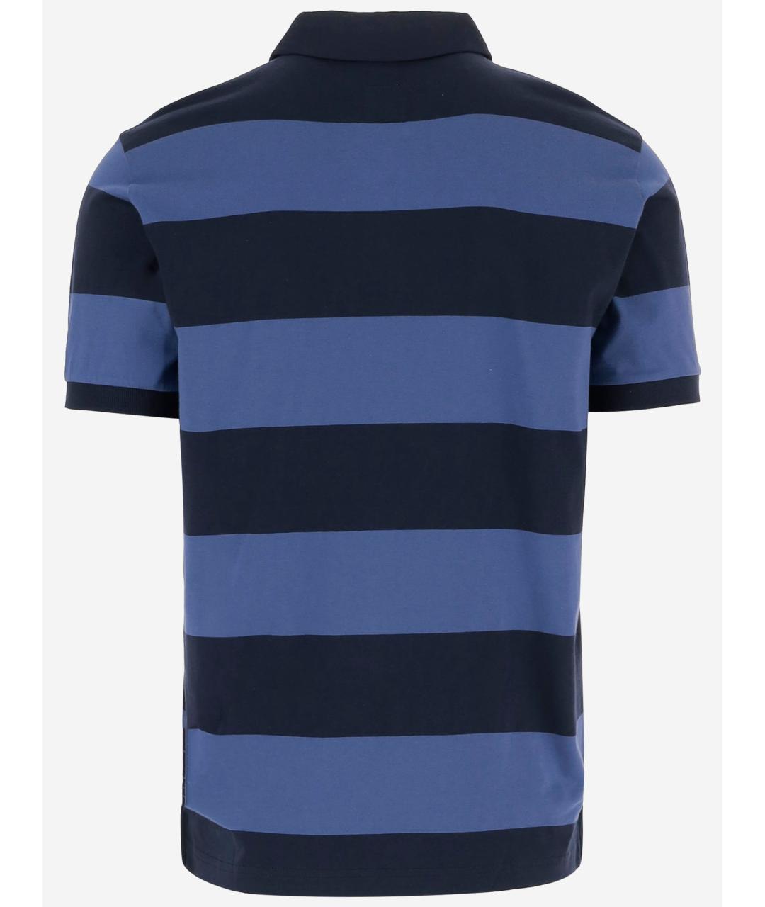 EMPORIO ARMANI Синее хлопковое поло с коротким рукавом, фото 2