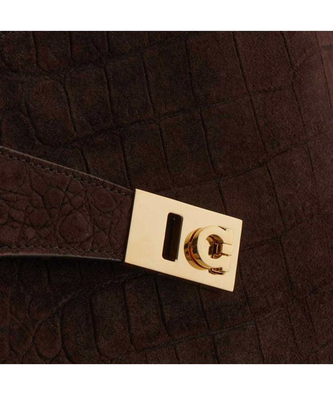 FERRAGAMO Коричневая замшевая сумка тоут, фото 4