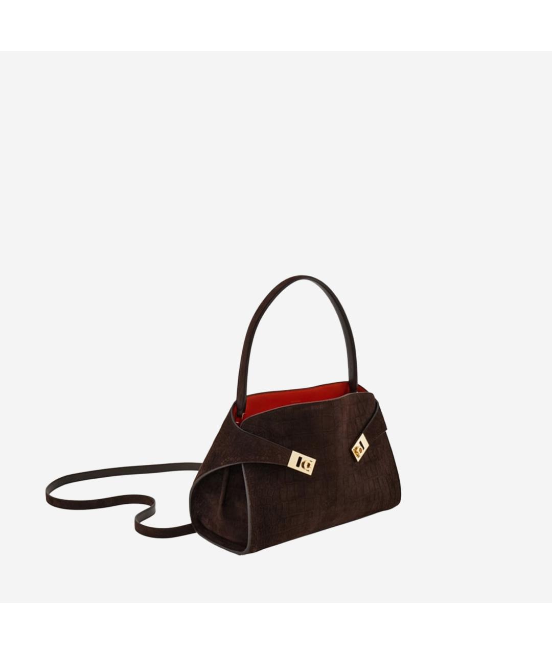 FERRAGAMO Коричневая замшевая сумка тоут, фото 3