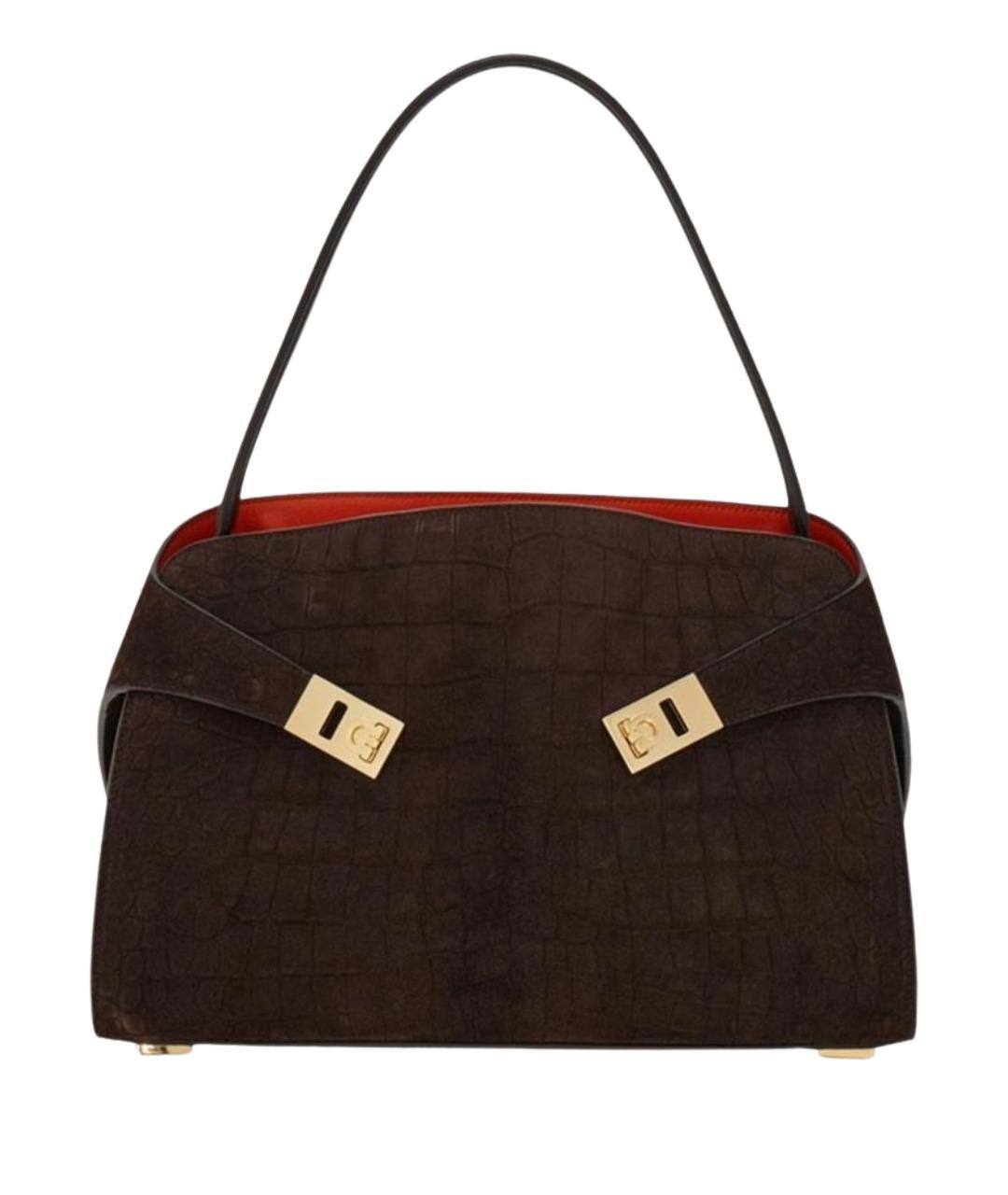 FERRAGAMO Коричневая замшевая сумка тоут, фото 1