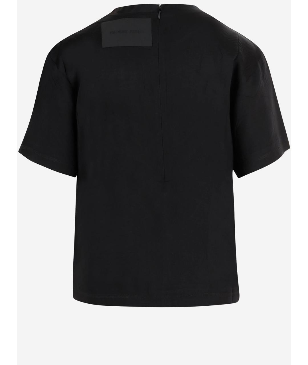 PHOEBE PHILO Черная шелковая футболка, фото 2