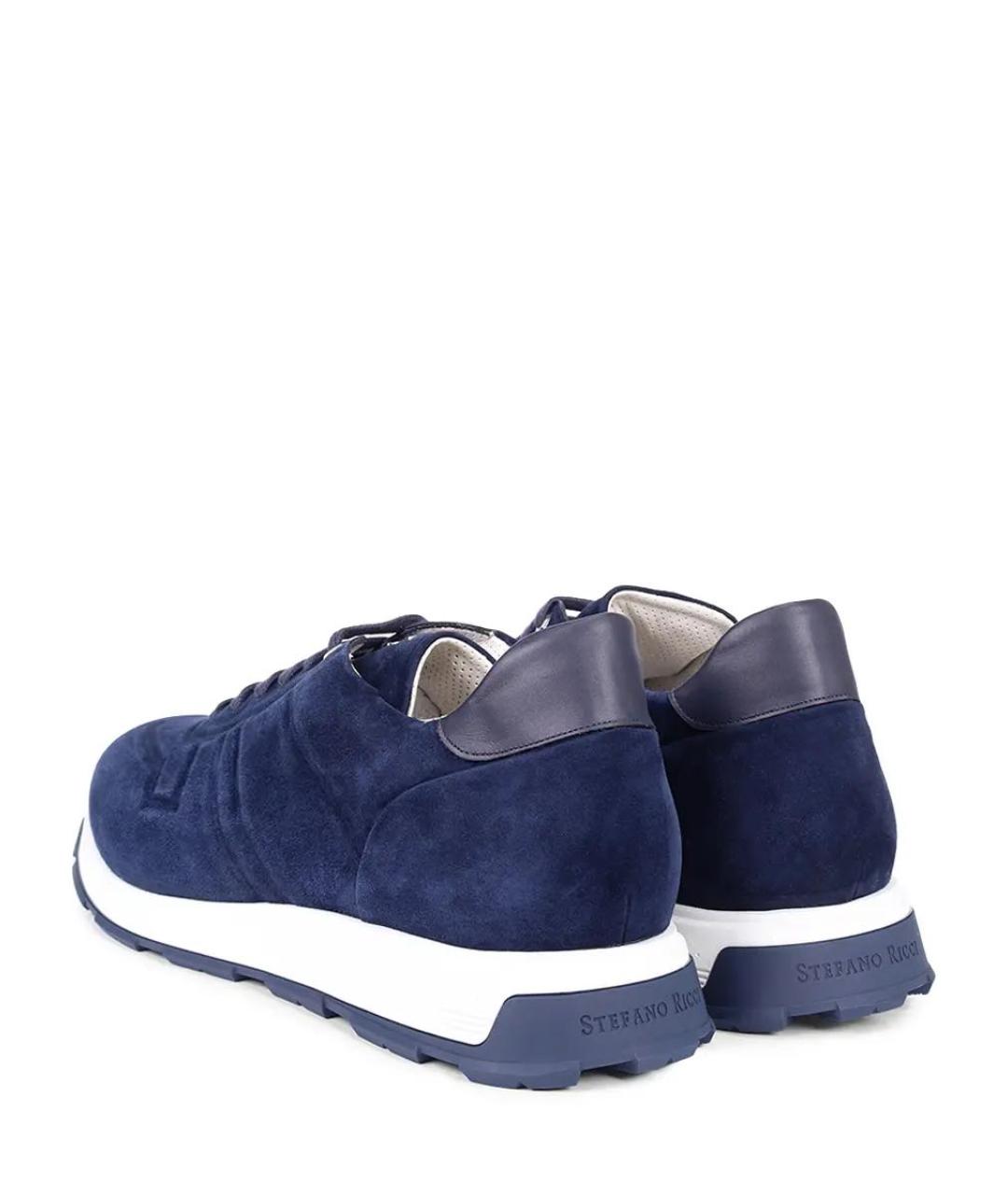 STEFANO RICCI Синие замшевые низкие кроссовки / кеды, фото 3