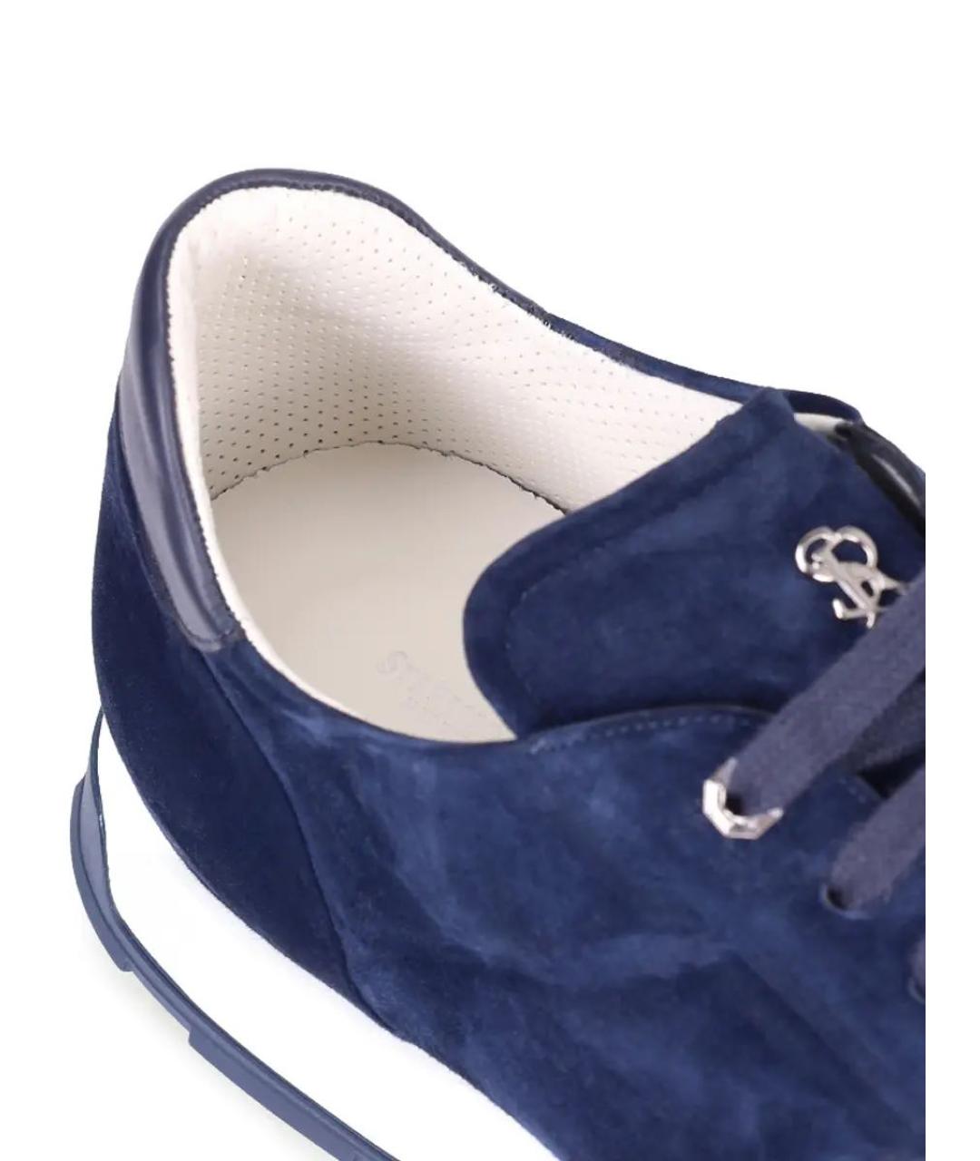 STEFANO RICCI Синие замшевые низкие кроссовки / кеды, фото 5
