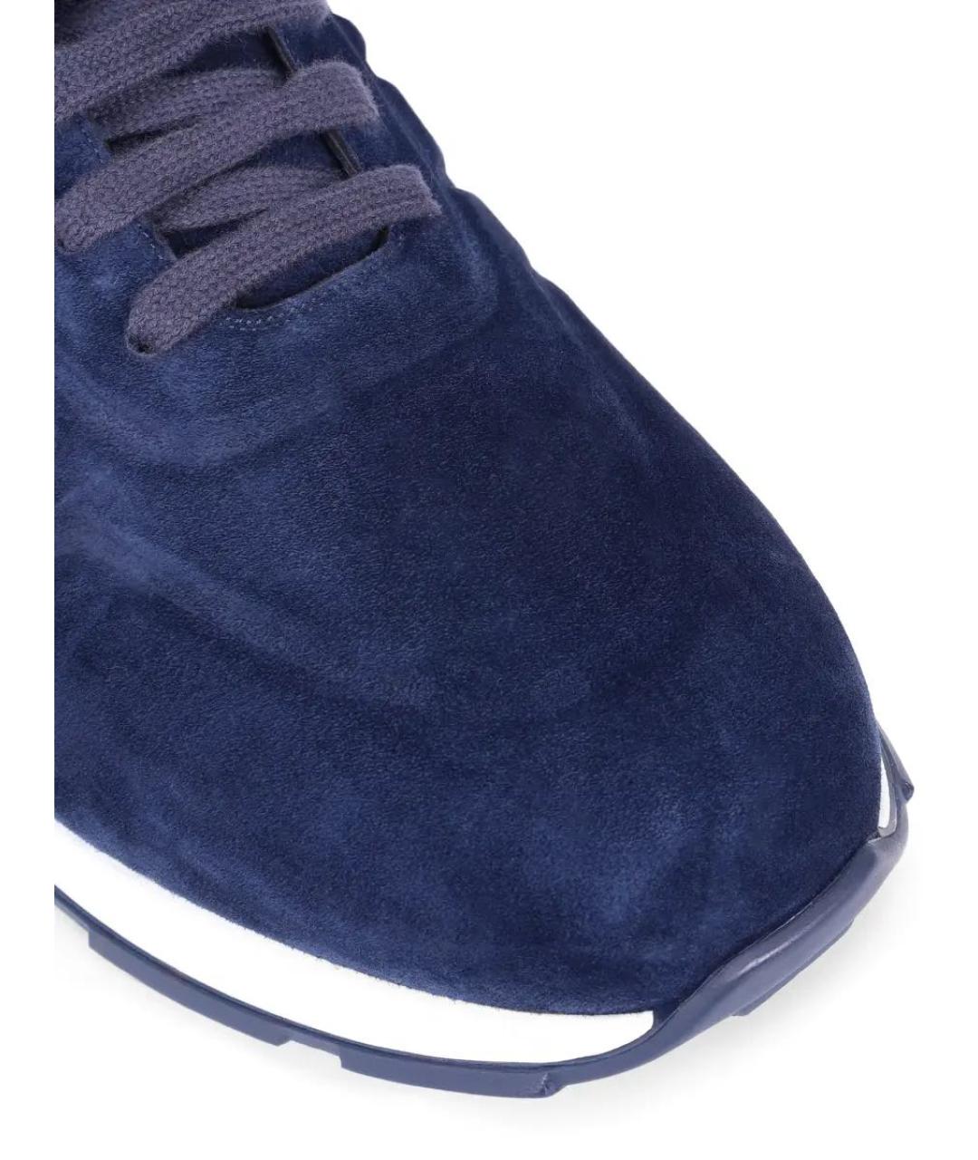 STEFANO RICCI Синие замшевые низкие кроссовки / кеды, фото 4