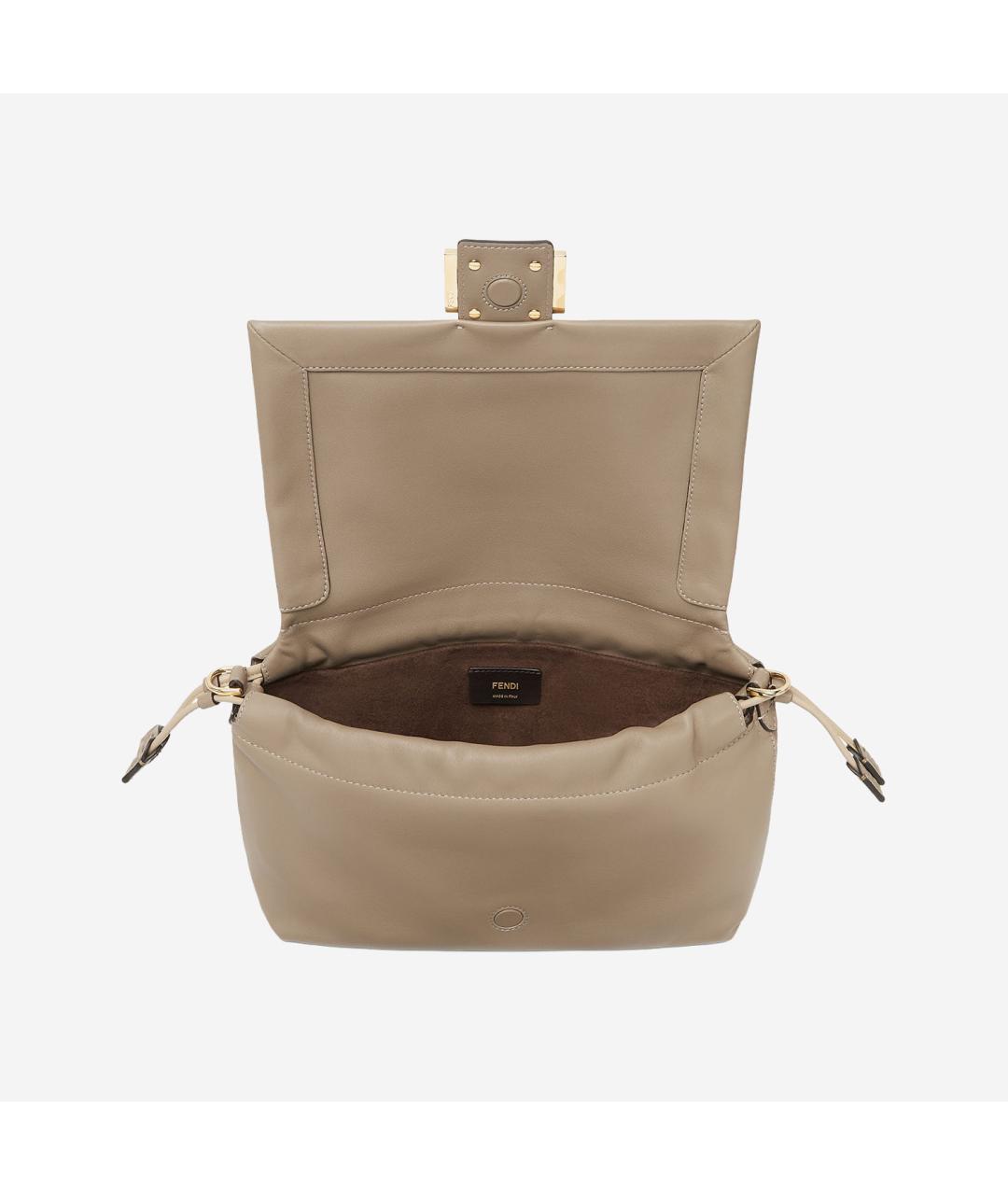 FENDI Бежевая кожаная сумка через плечо, фото 4